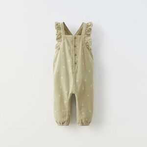 Zara Olive Ruffle Strap Baby Overalls